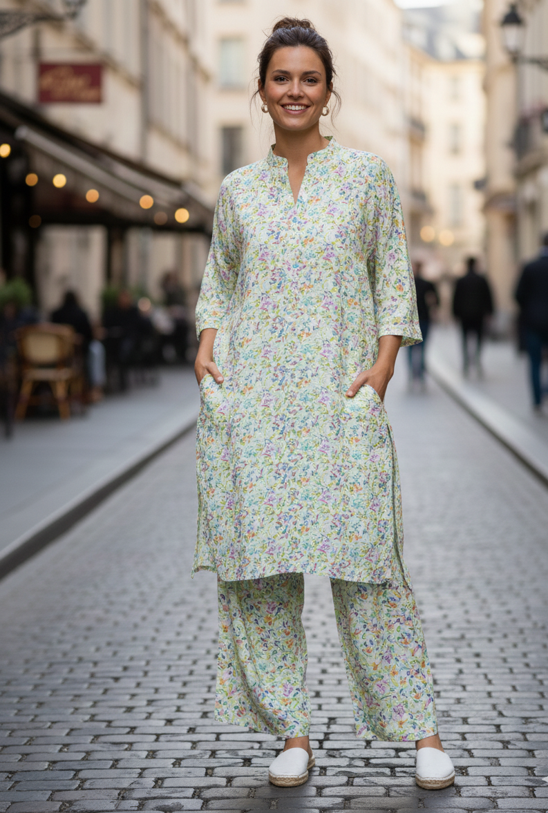 Pastel & Forest Green Khaddar 3-Piece Unstitched Suit