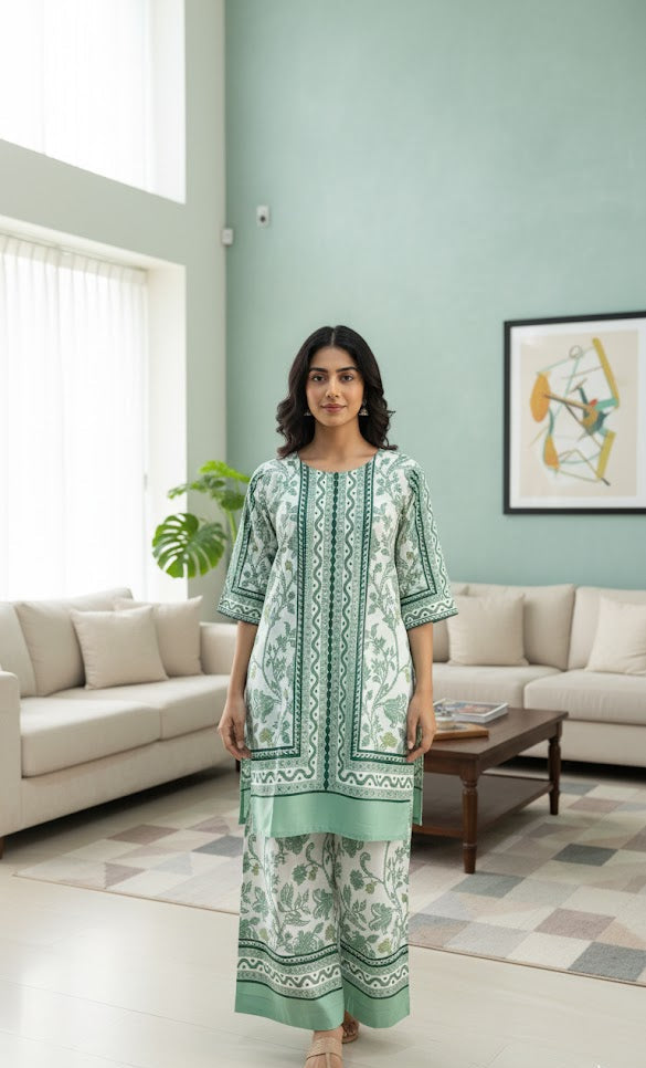 Artisanal Silk 2-Piece Suit | Tunic and Wide-Leg Trousers