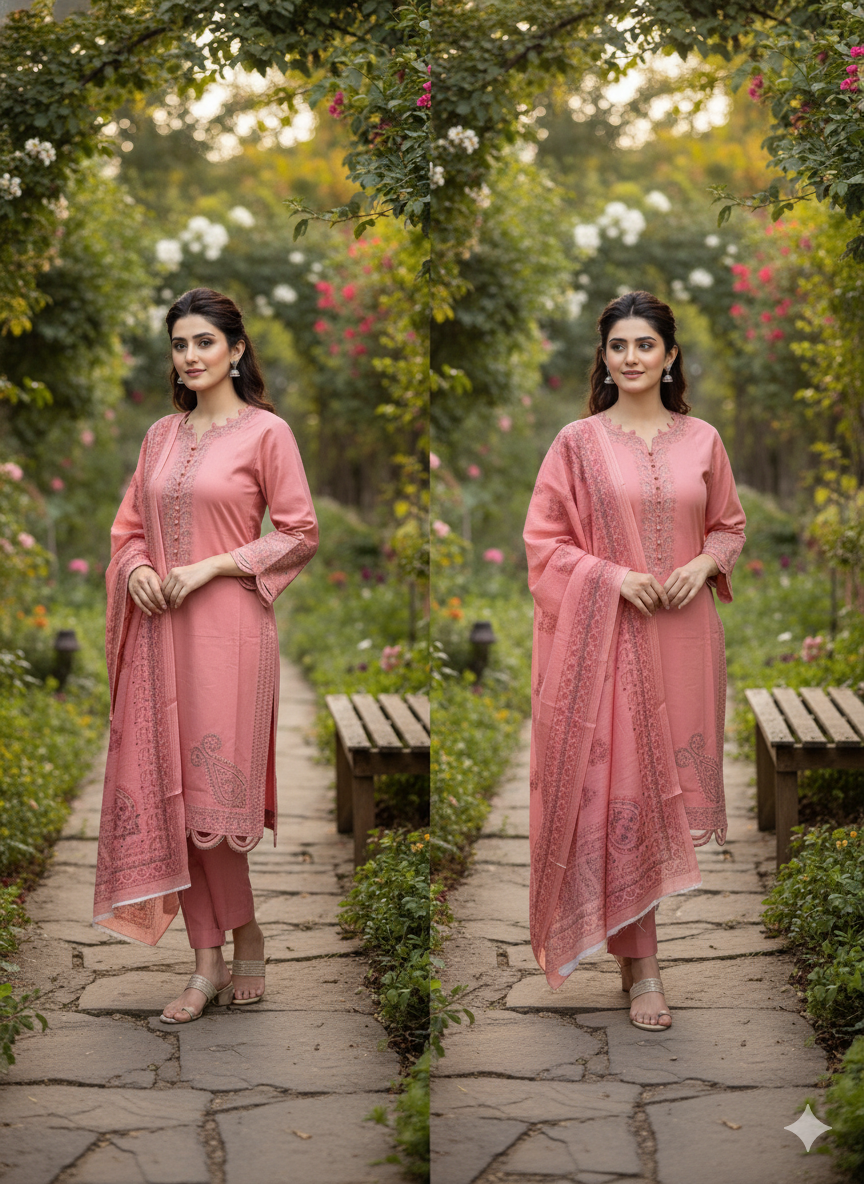 3-Piece Stitched Embroidered Cambric Suit