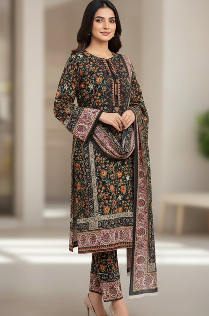 Dusk Garden Cotrai Set – 3 Piece Printed Stitched Dress