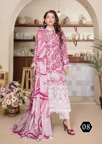 3-Piece Luxury Stapel Slub  Unstitched Embroidered Suit