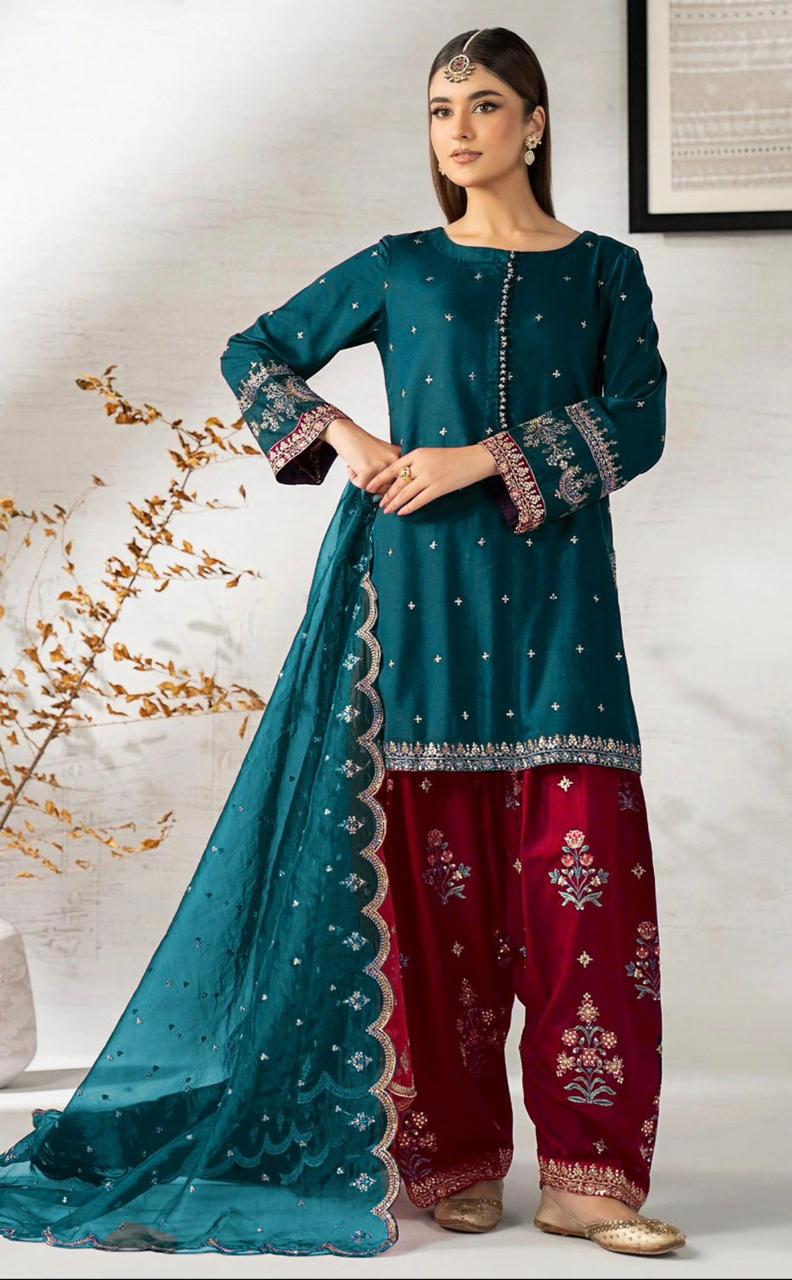 MARIA.B Silk Printed 3-Piece Unstitched Dress