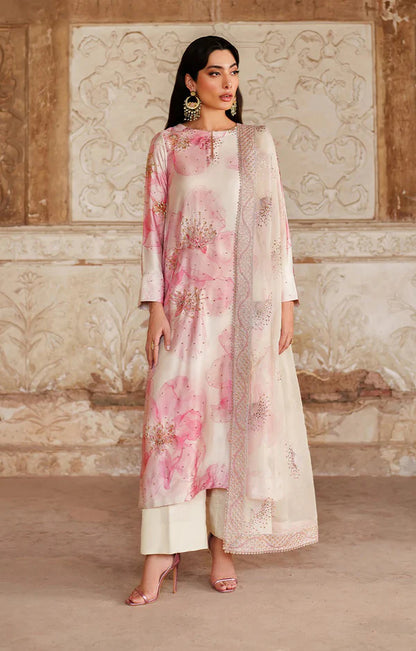 IZNIK Silk Pink 3-Piece Unstitched Dress