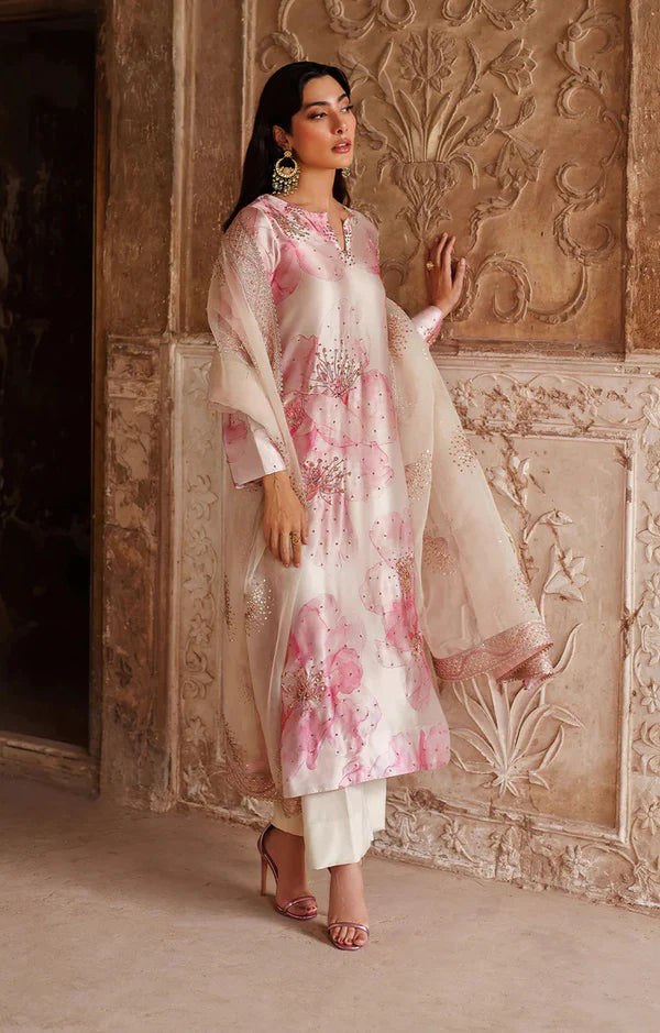 IZNIK Silk Pink 3-Piece Unstitched Dress