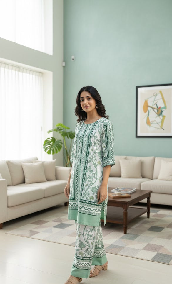 Artisanal Silk 2-Piece Suit | Tunic and Wide-Leg Trousers