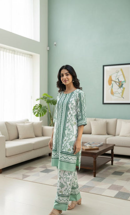 Artisanal Silk 2-Piece Suit | Tunic and Wide-Leg Trousers